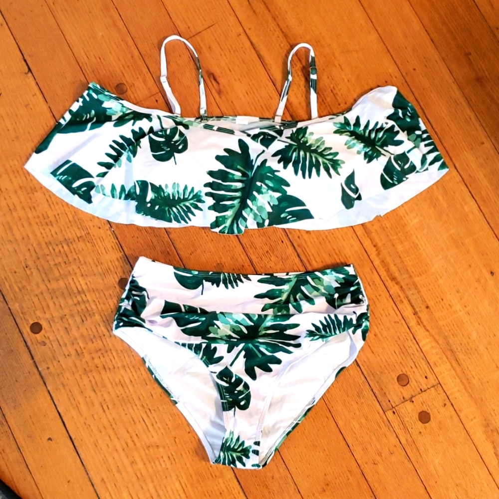 Green floral bikini